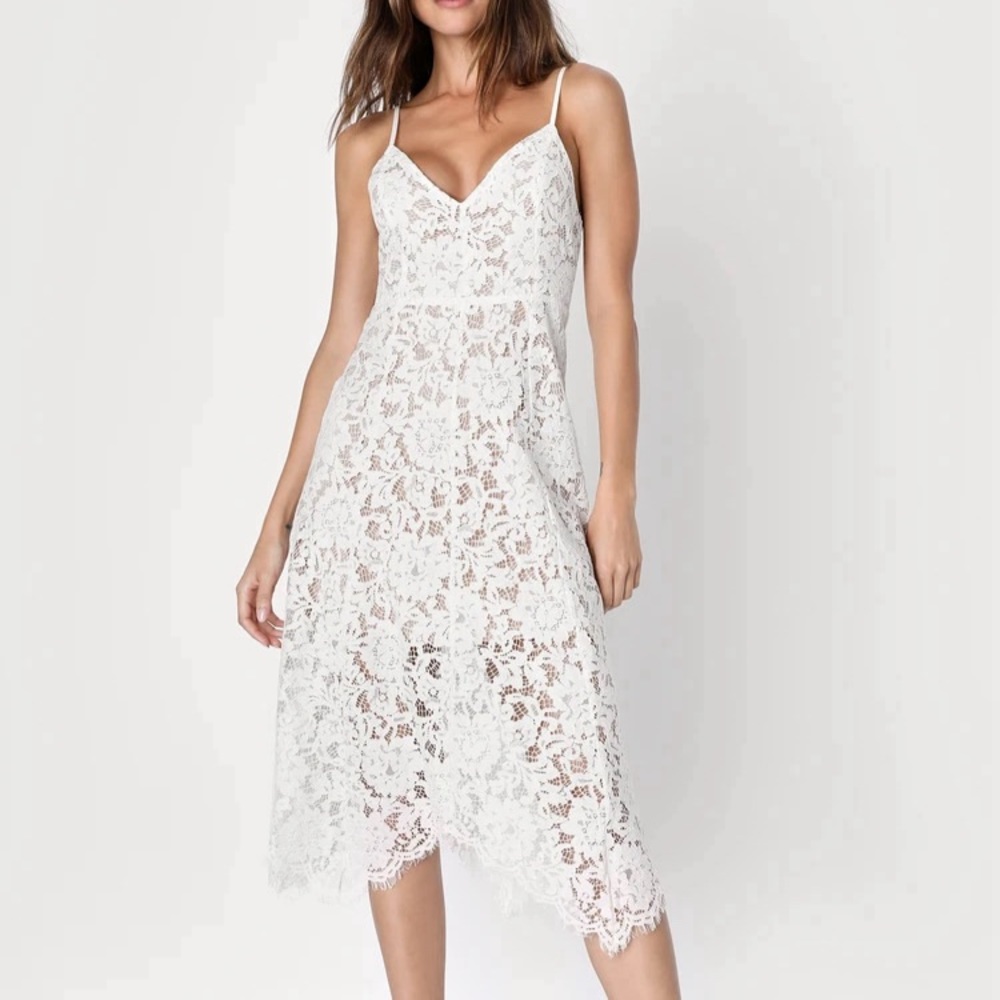Lulus One Wish Lace Midi Dress